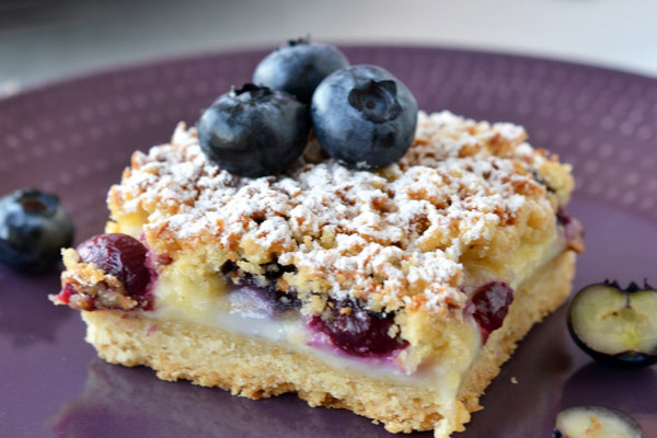 ciasto kruche z borówkami i budyniem